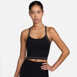 Nike Women’s One Dri-FIT Fitted Cropped Tank Black Activewear Workout XL
